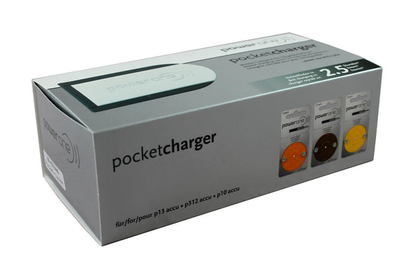 Hoergeraetebatterien Ladegeraet Power One - pocket charger - cardcharger - schnellladegerät für 10, 13, 312 - Verpackung